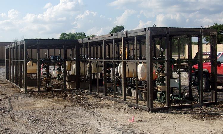 wellhead enclosures in area of close proximity wells