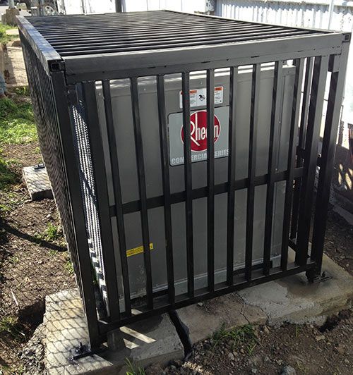 ac enclosure around commercial air conditioner unit