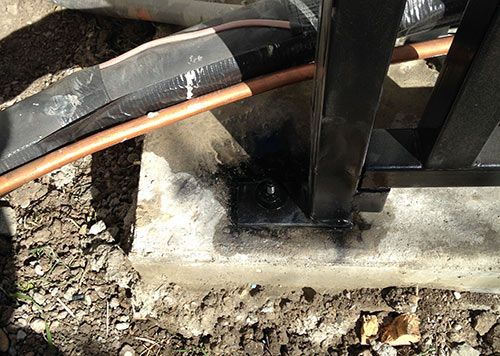 air conditioner enclosure leg can be cemented or bolted down